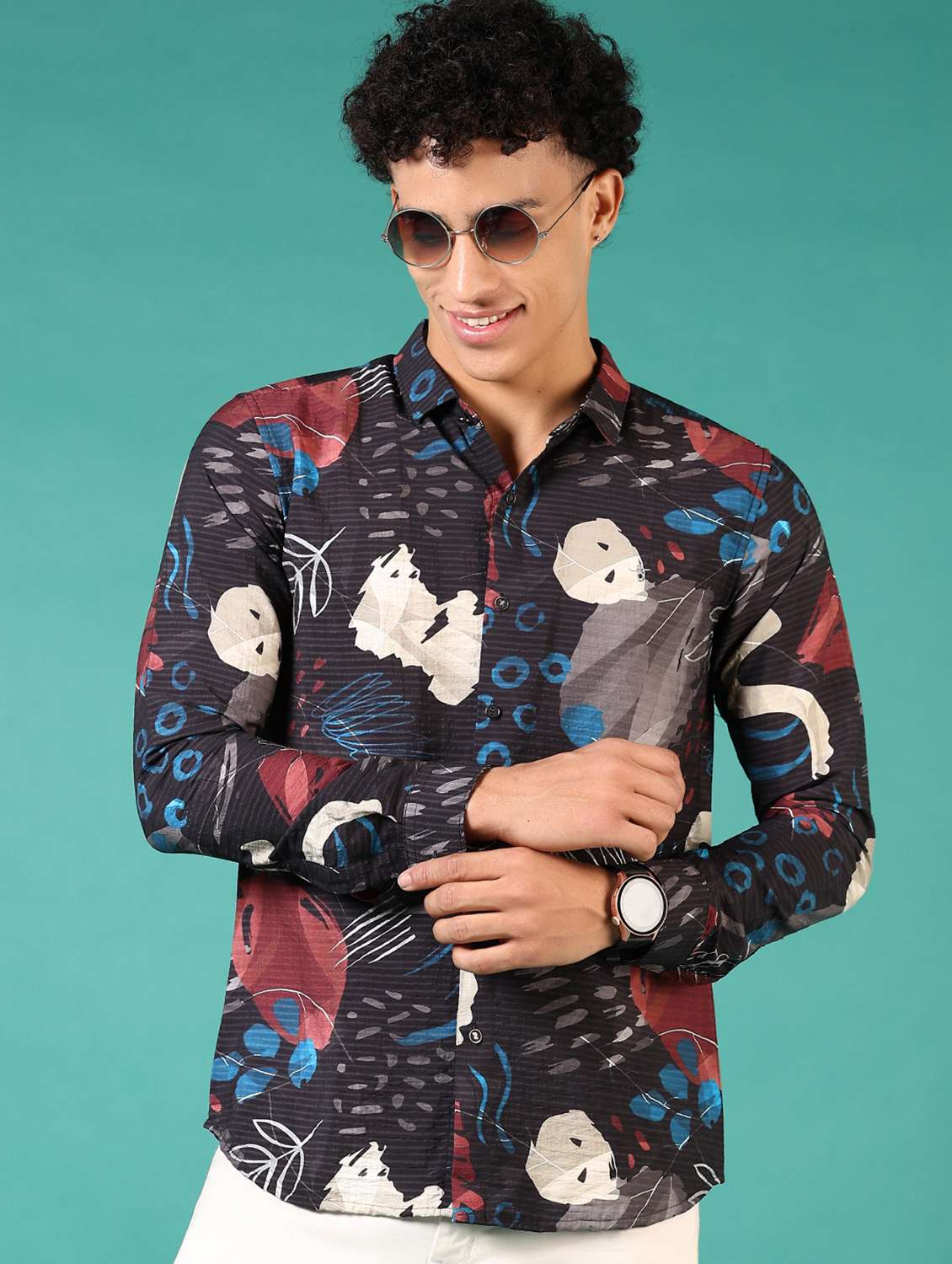 men printed long sleeve casual shirt - 21717882 -  Standard Image - 2