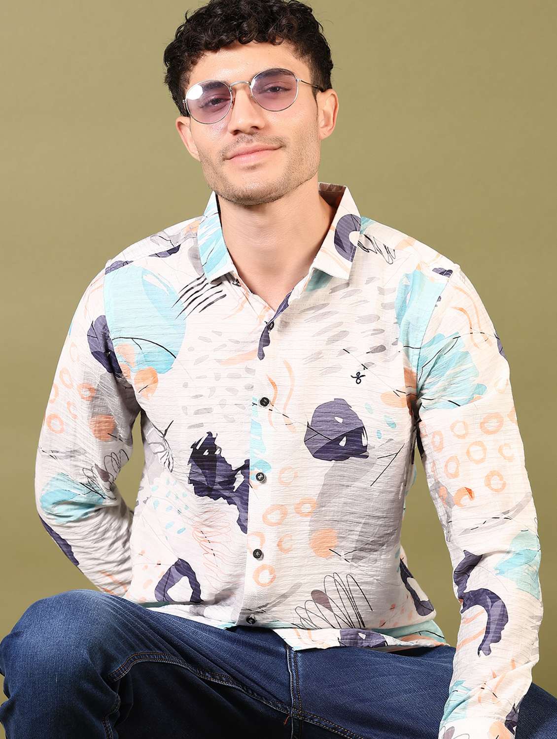 men printed long sleeve casual shirt - 21717884 -  Standard Image - 2