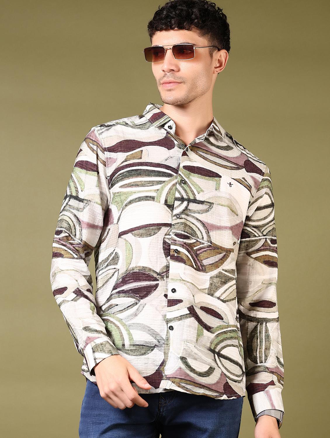 men printed long sleeve casual shirt - 21717886 - Standard Image - 2