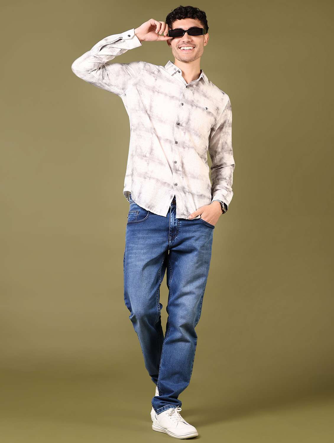 men tie & dye long sleeve casual shirt - 21717887 -  Standard Image - 2