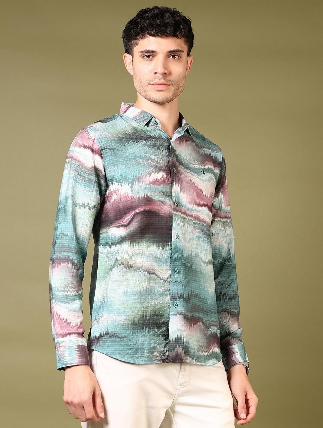 men printed long sleeve casual shirt - 21717888 - Standard Image - 2