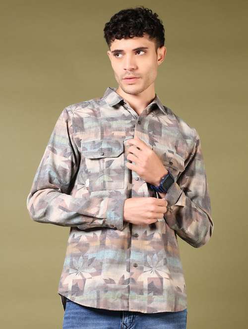 men printed long sleeve casual shirt - 21717891 -  Standard Image - 0