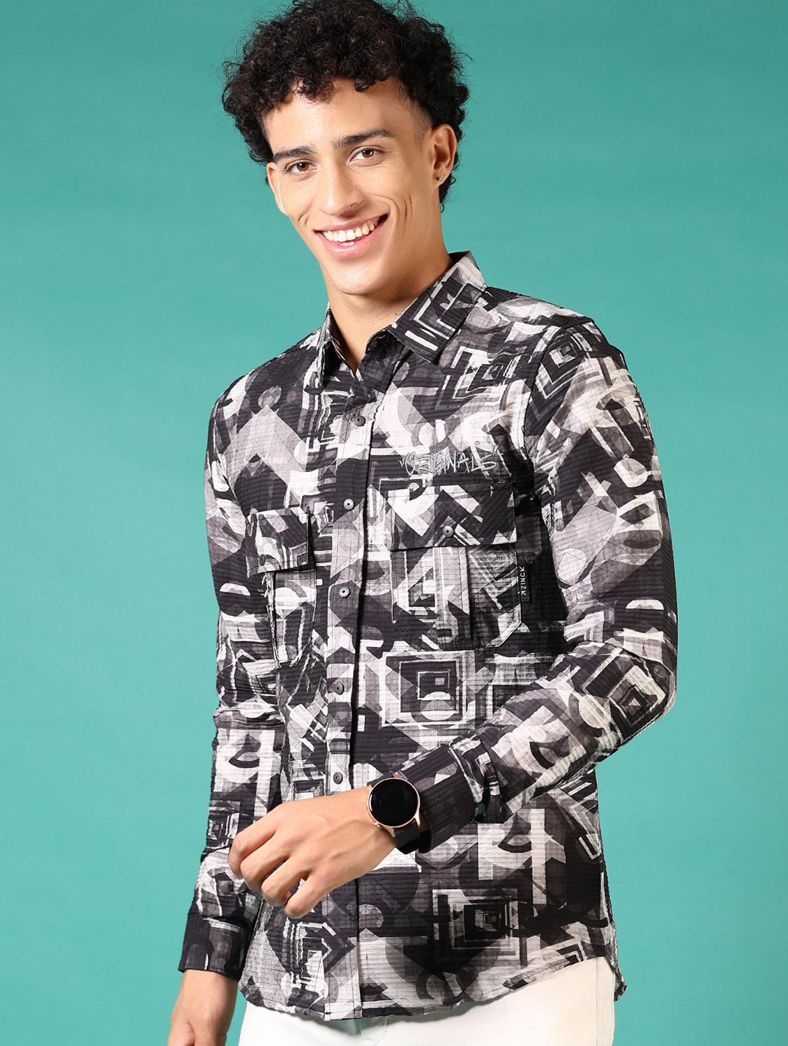 men printed long sleeve casual shirt - 21717892 - Standard Image - 2