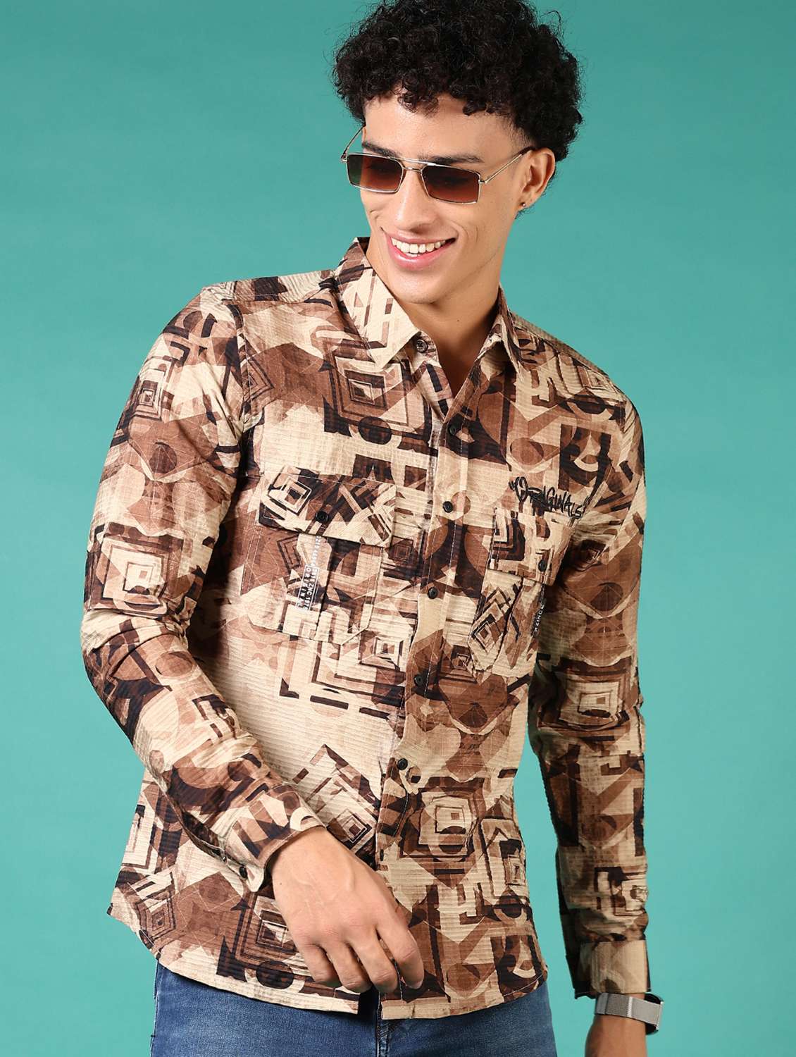 men printed long sleeve casual shirt - 21717893 -  Standard Image - 2