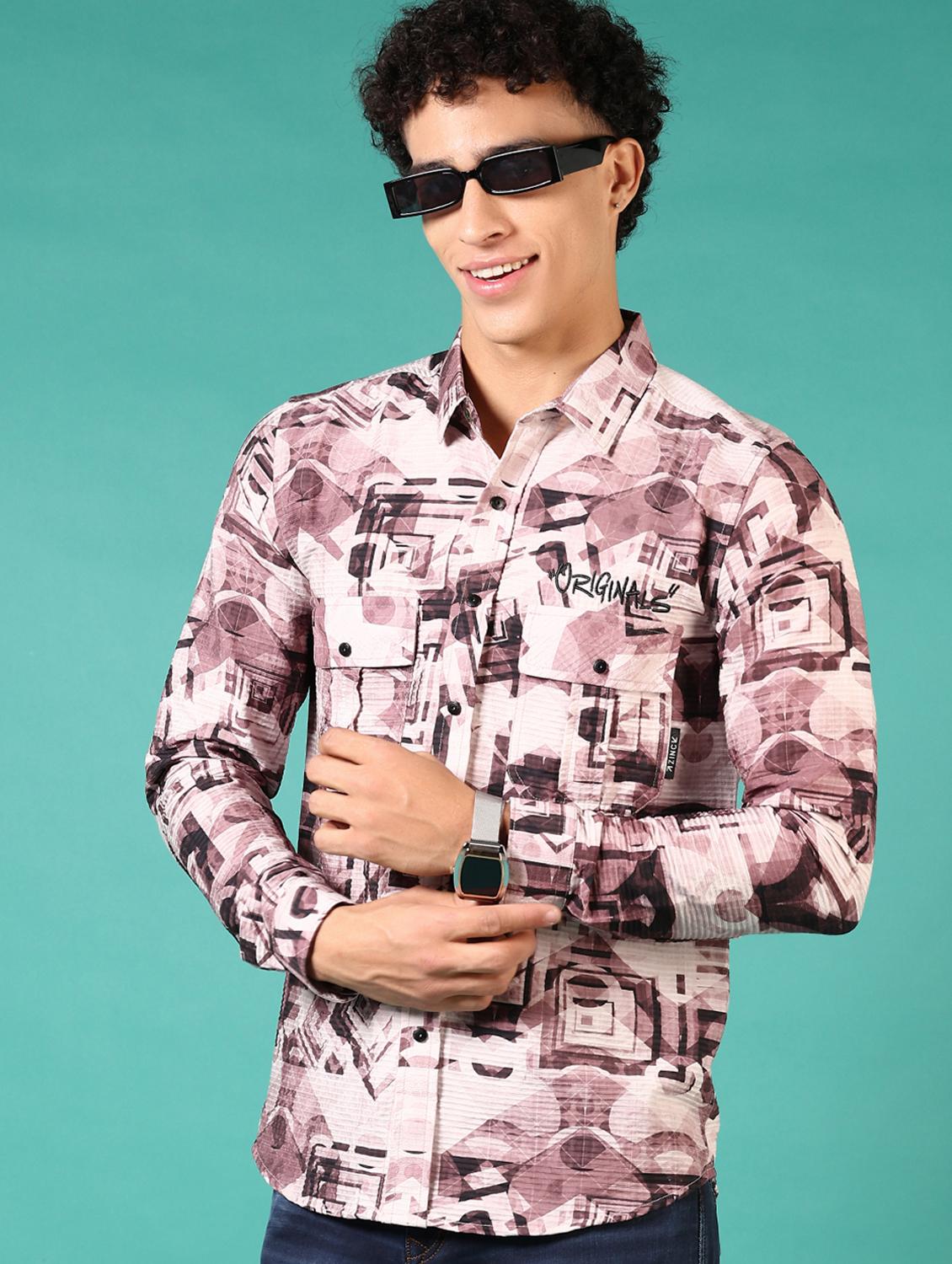 men printed long sleeve casual shirt - 21717895 - Standard Image - 2