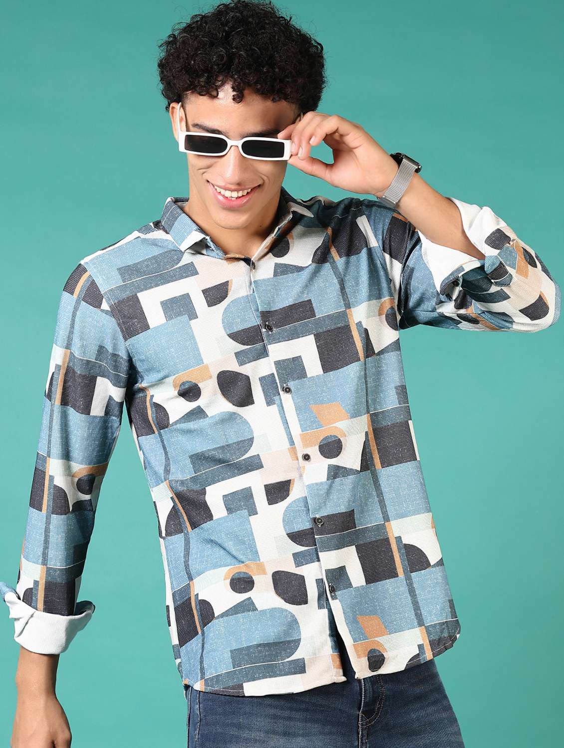 men printed long sleeve casual shirt - 21717902 -  Standard Image - 2