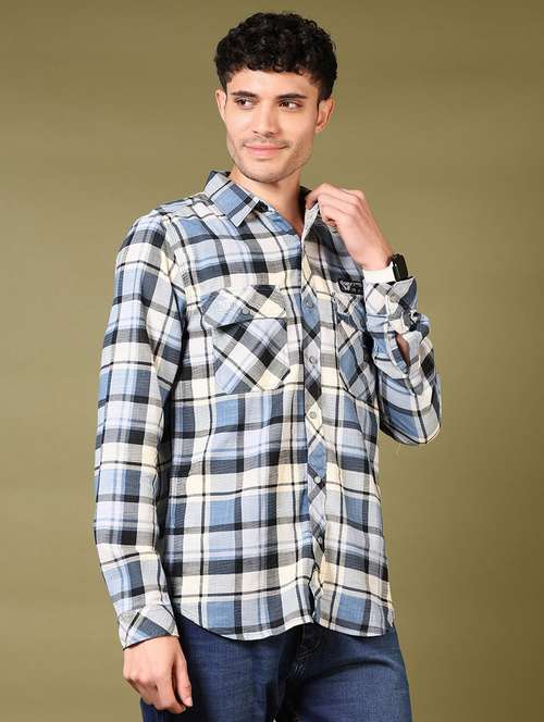 men checks long sleeve casual shirt - 21717904 - Standard Image - 0