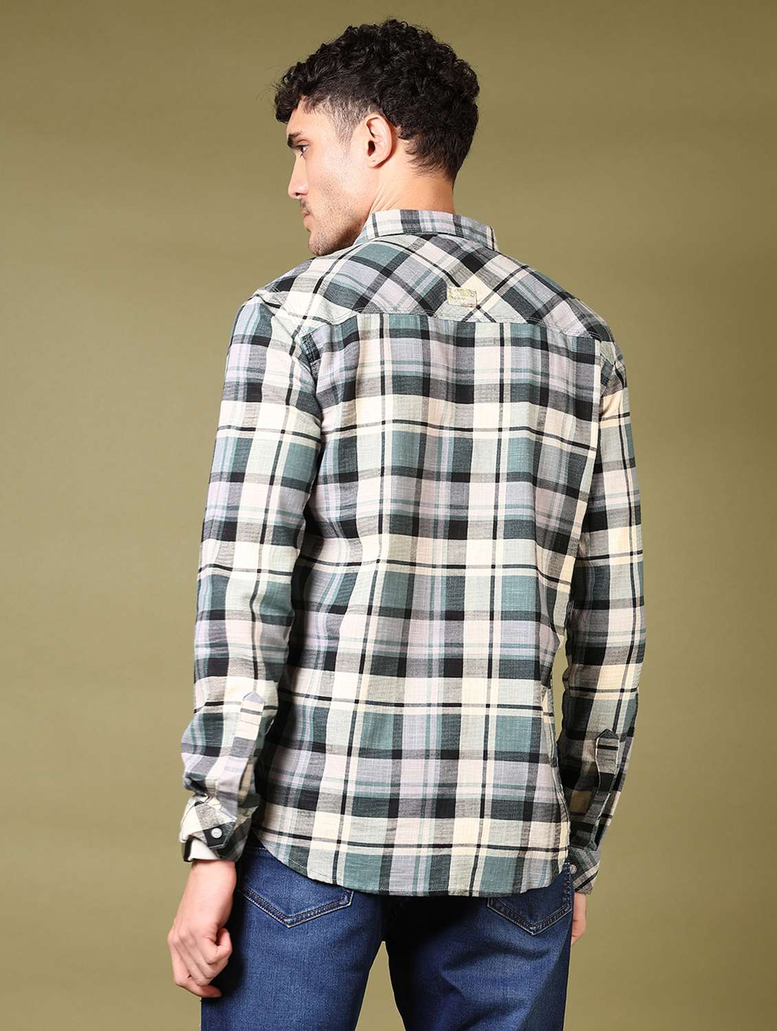 men checks long sleeve casual shirt - 21717905 -  Standard Image - 2