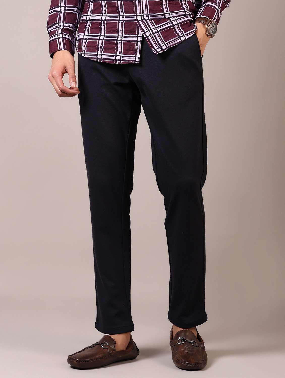 navy blue cotton chinos casual trousers - 21717964 -  Standard Image - 2