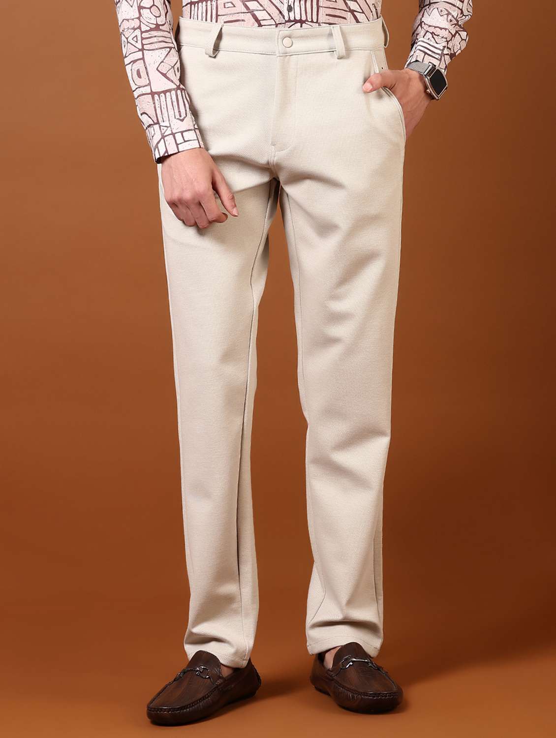 cream cotton chinos casual trousers