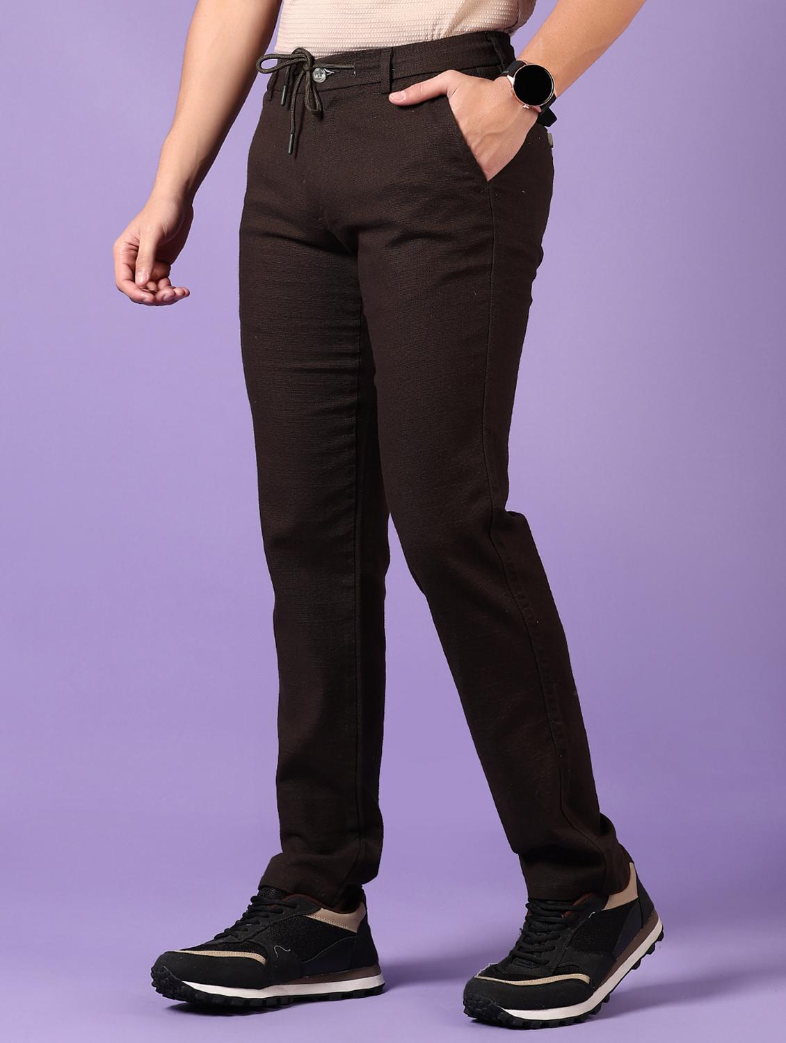 men solid flat front casual trouser - 21717971 - Standard Image - 2
