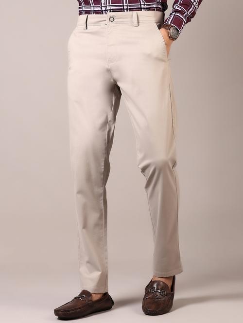 men solid flat front casual trouser - 21717972 -  Standard Image - 0