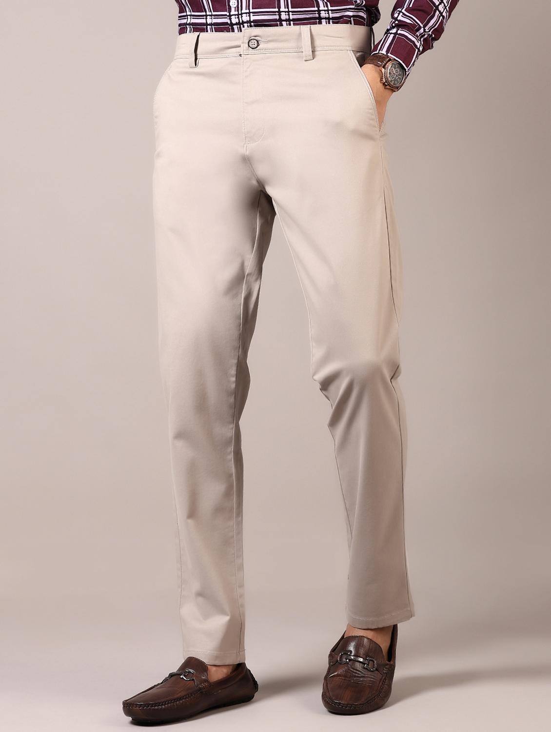 men solid flat front casual trouser - 21717972 -  Zoom Image - 0