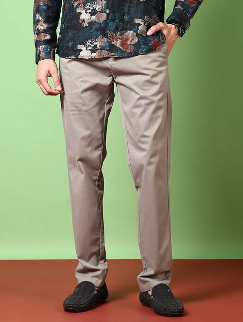 men solid flat front casual trouser - 21717973 -  Standard Image - 0