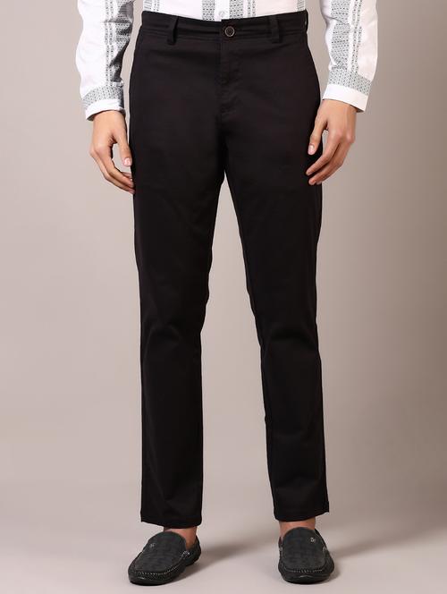 men solid flat front casual trouser - 21717974 - Standard Image - 0