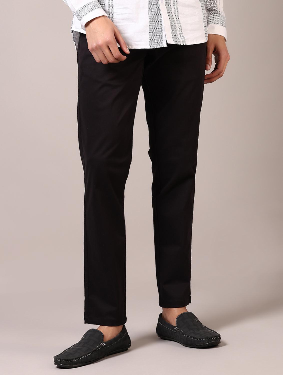 men solid flat front casual trouser - 21717974 - Standard Image - 2