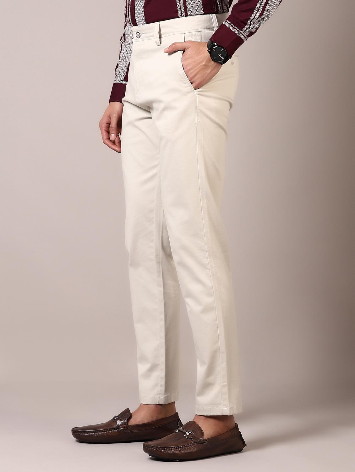 men solid flat front casual trouser - 21717975 - Standard Image - 2