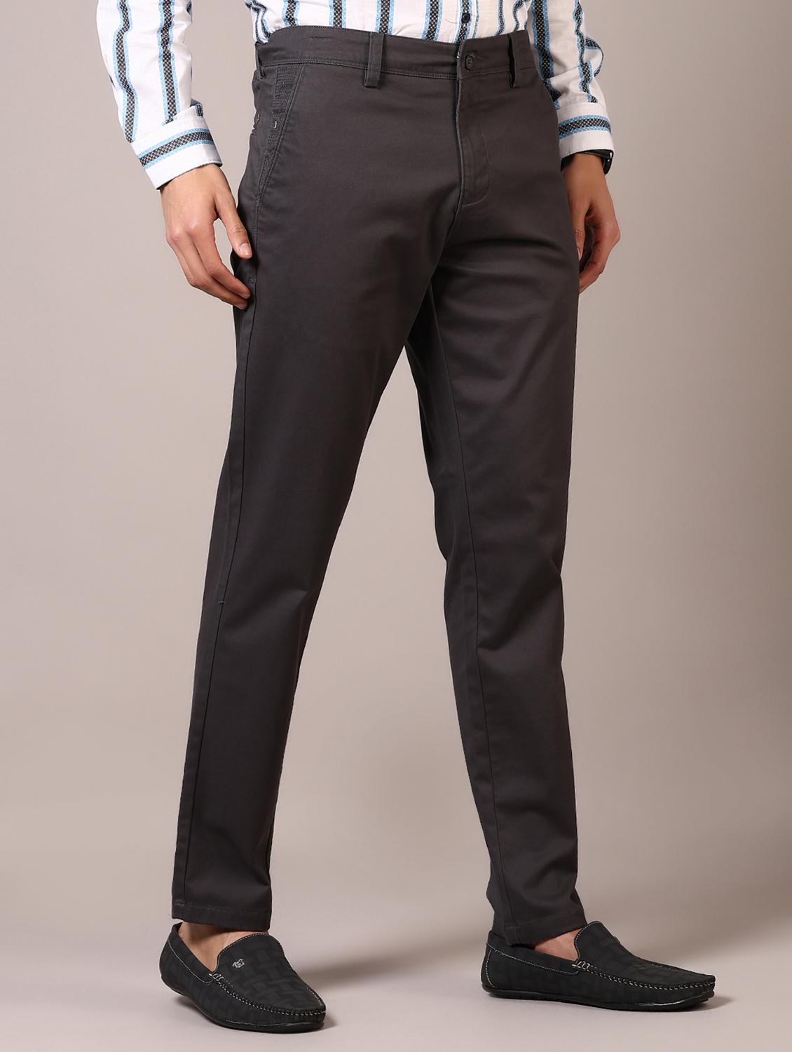 men solid flat front casual trouser - 21717976 - Standard Image - 2