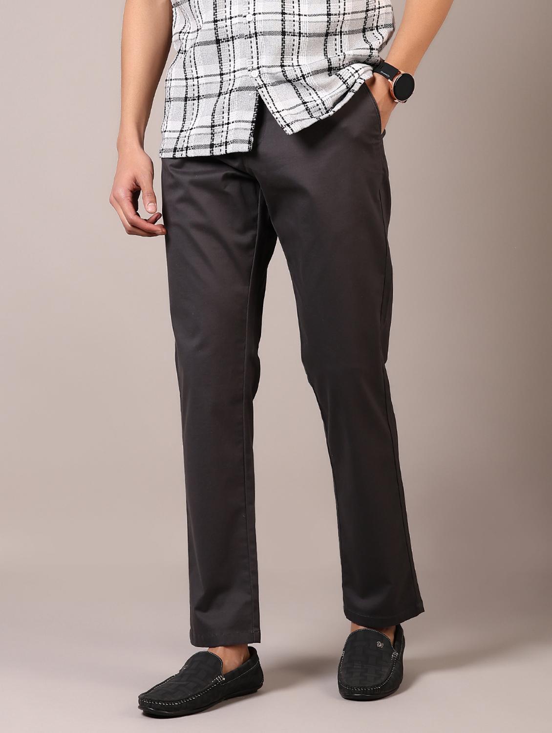 men solid flat front casual trouser - 21717978 - Standard Image - 2