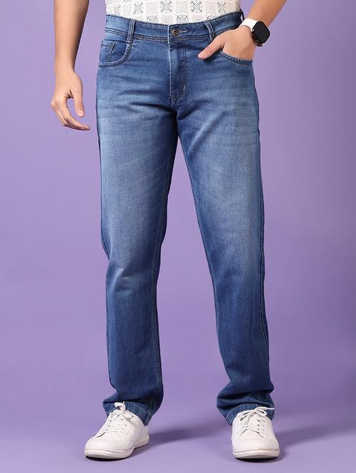 men mid rise plain straight fit jeans - 21717995 -  Standard Image - 0