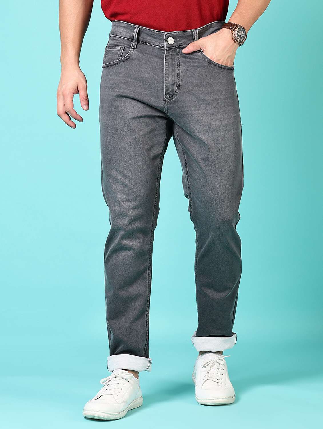 men solid mid rise denim jeans - 21718002 - Zoom Image - 0