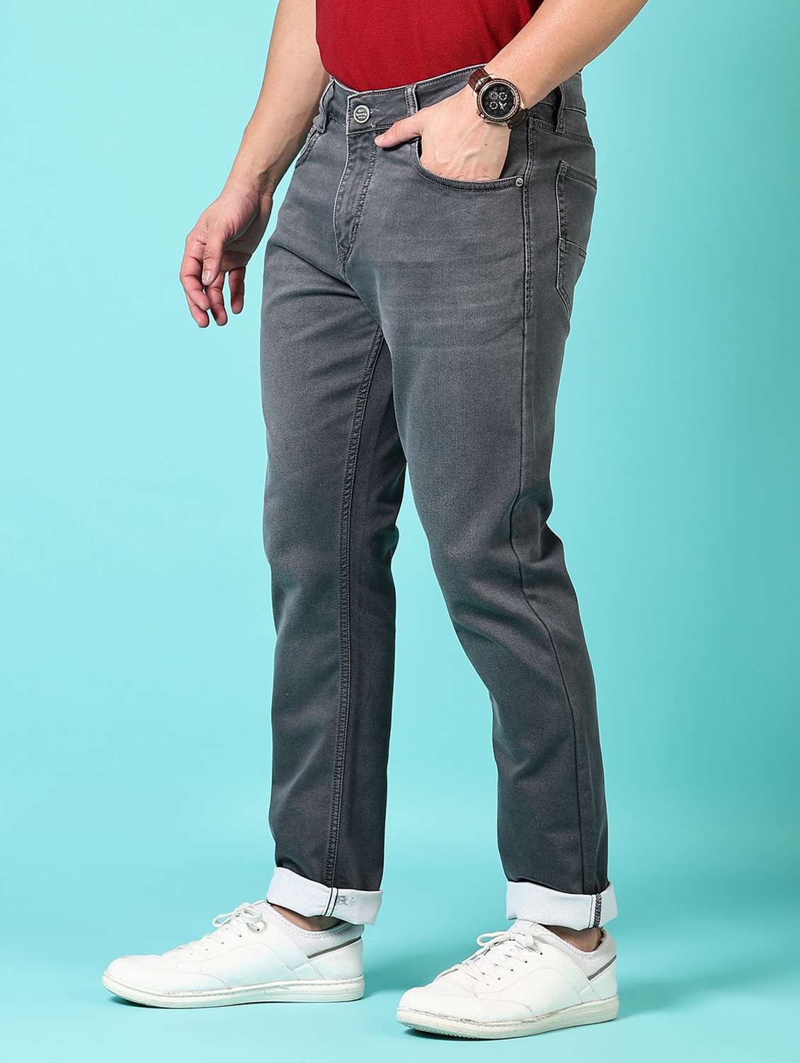 men solid mid rise denim jeans - 21718002 - Standard Image - 2