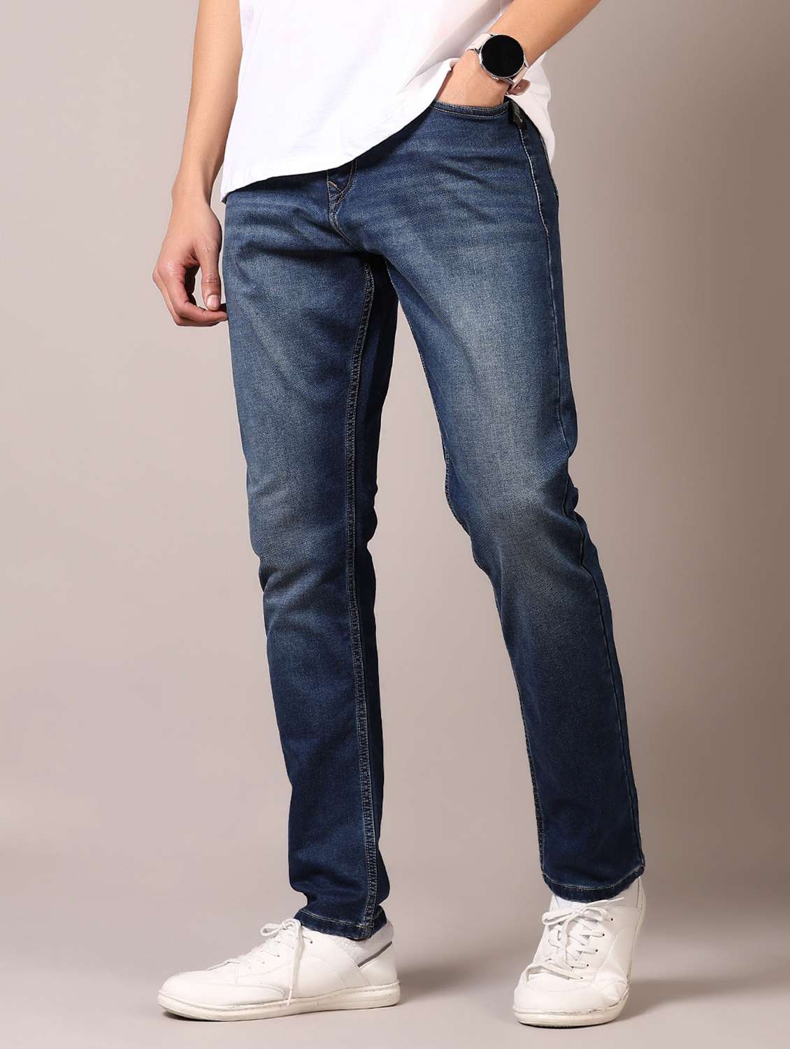 men washed mid rise jeans - 21718009 -  Standard Image - 2