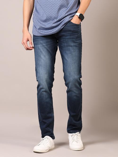 men washed mid rise jeans - 21718017 - Standard Image - 0