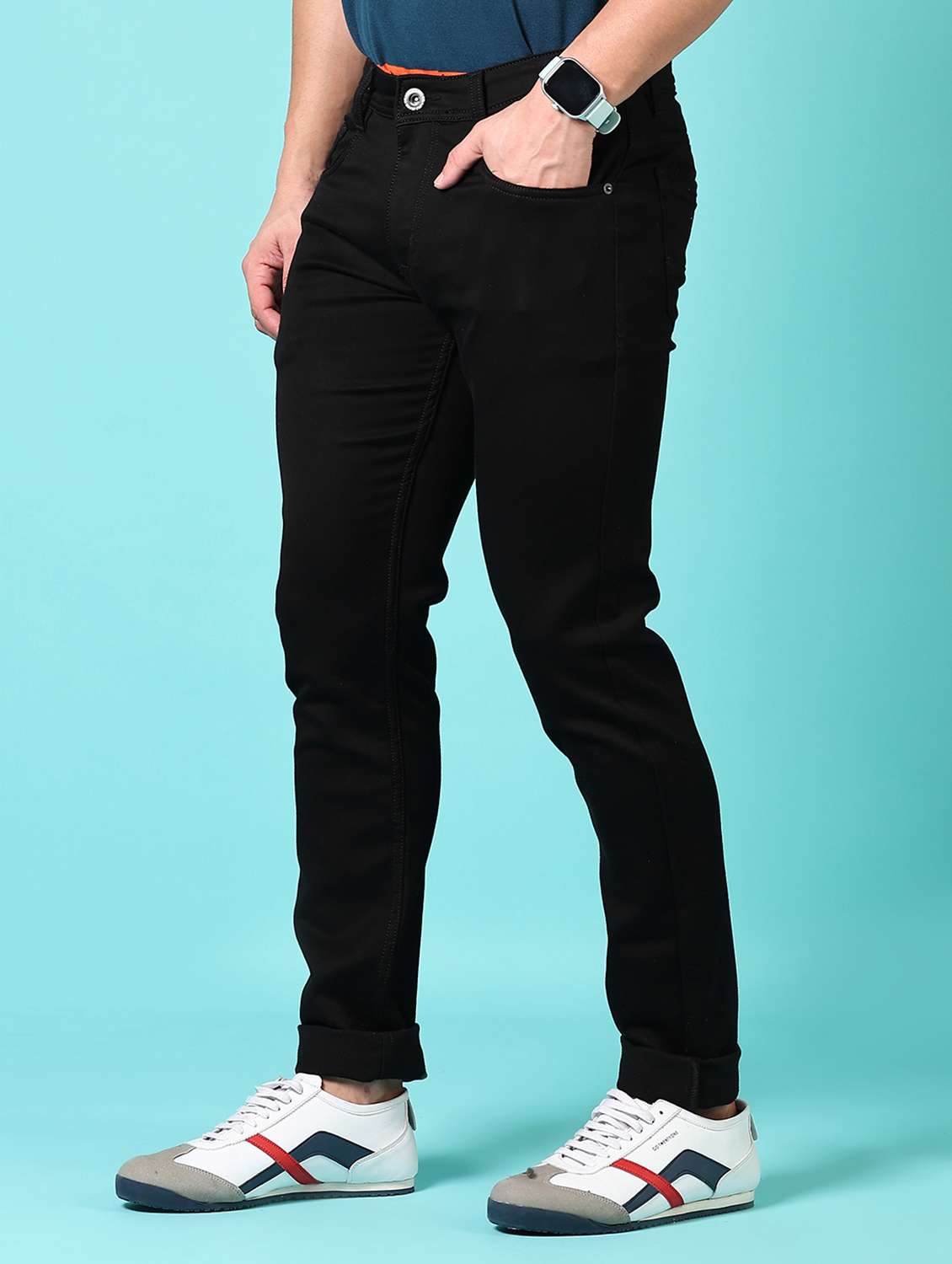 men solid mid rise denim jeans - 21718022 -  Standard Image - 2