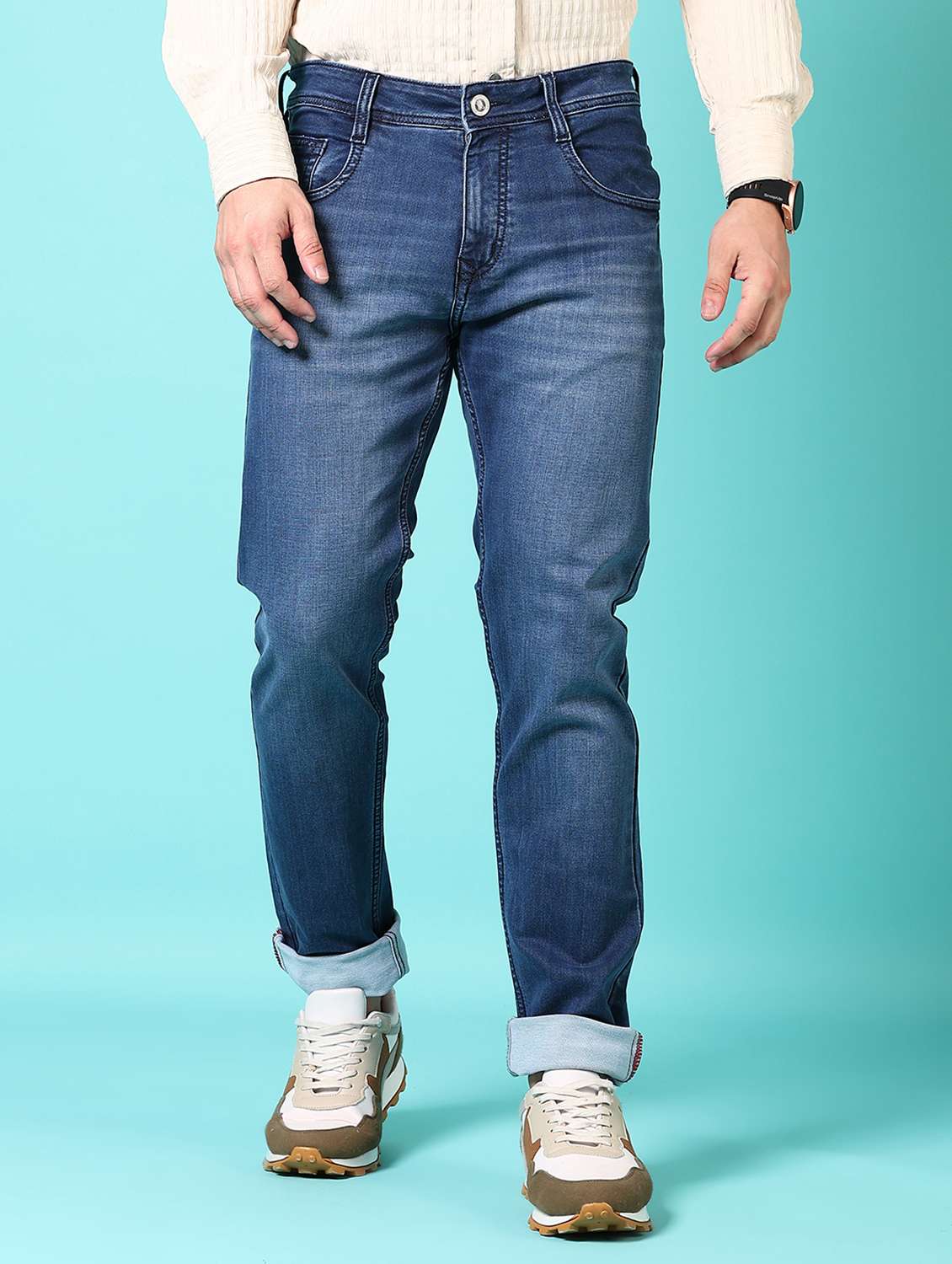 Men Washed Mid Rise Jeans - 21718036 -  Standard Image - 2