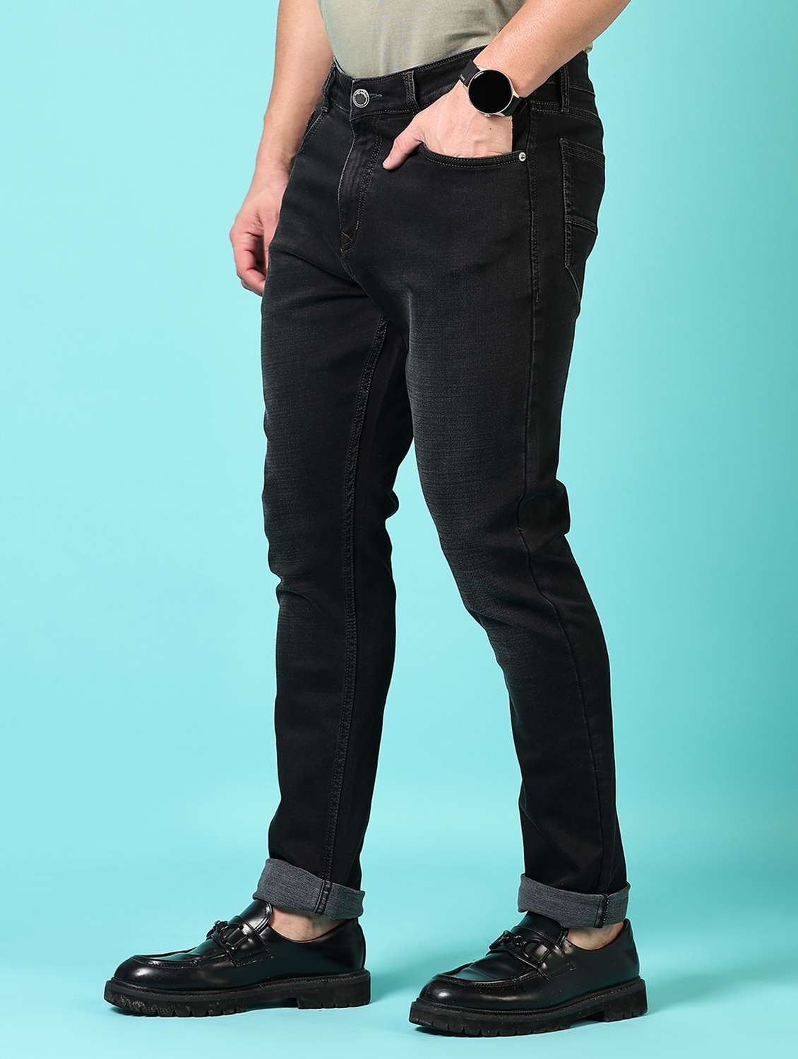 men washed mid rise jeans - 21718042 -  Standard Image - 2