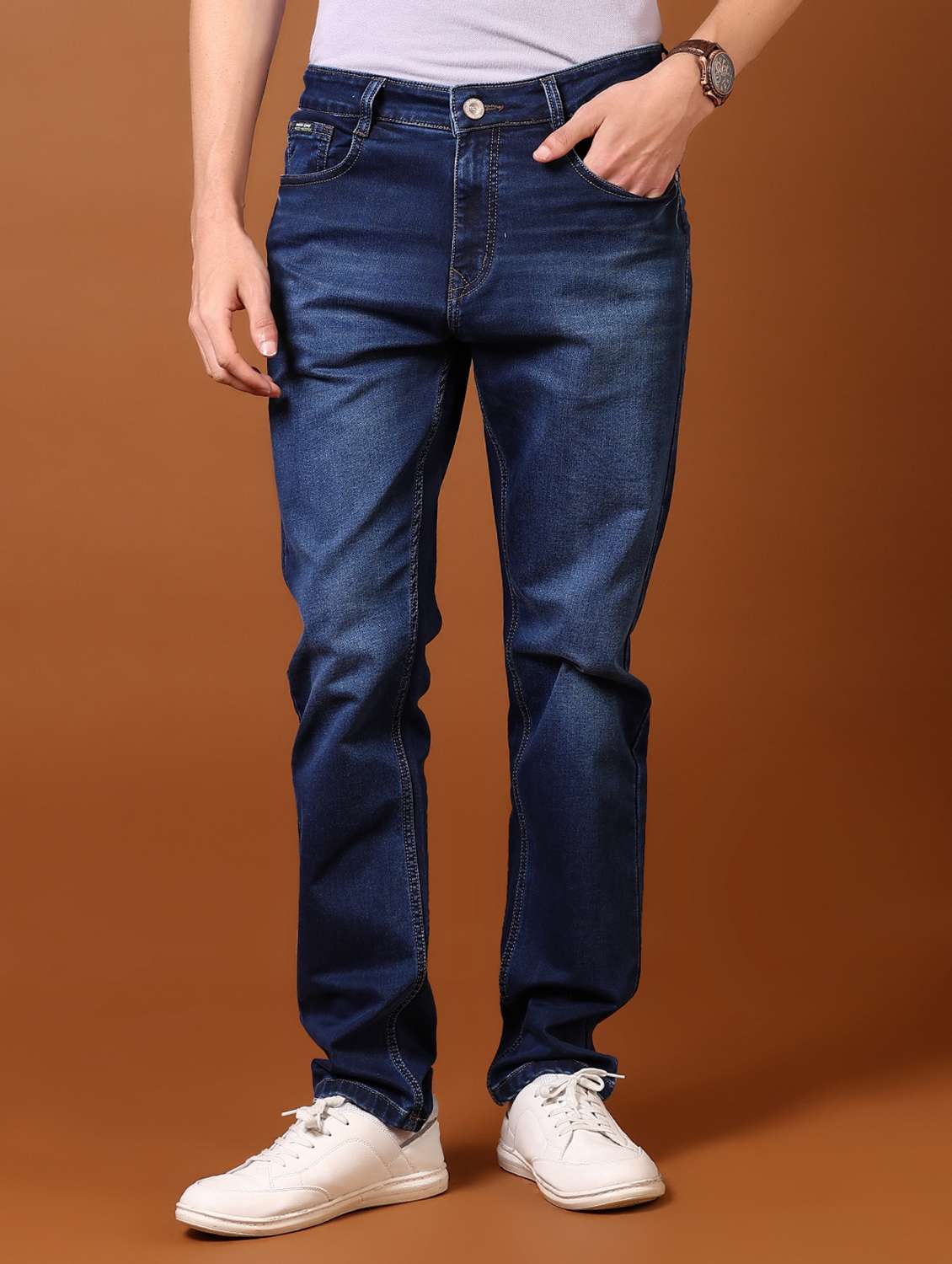 men washed mid rise jeans - 21718048 -  Standard Image - 2