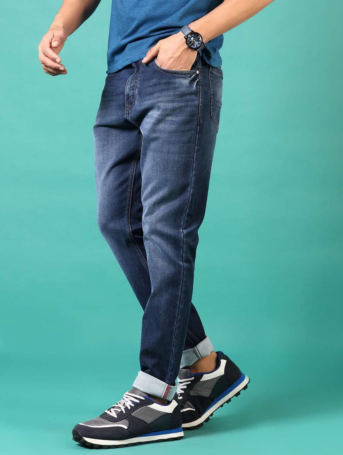 men washed mid rise jeans - 21718062 - Standard Image - 2