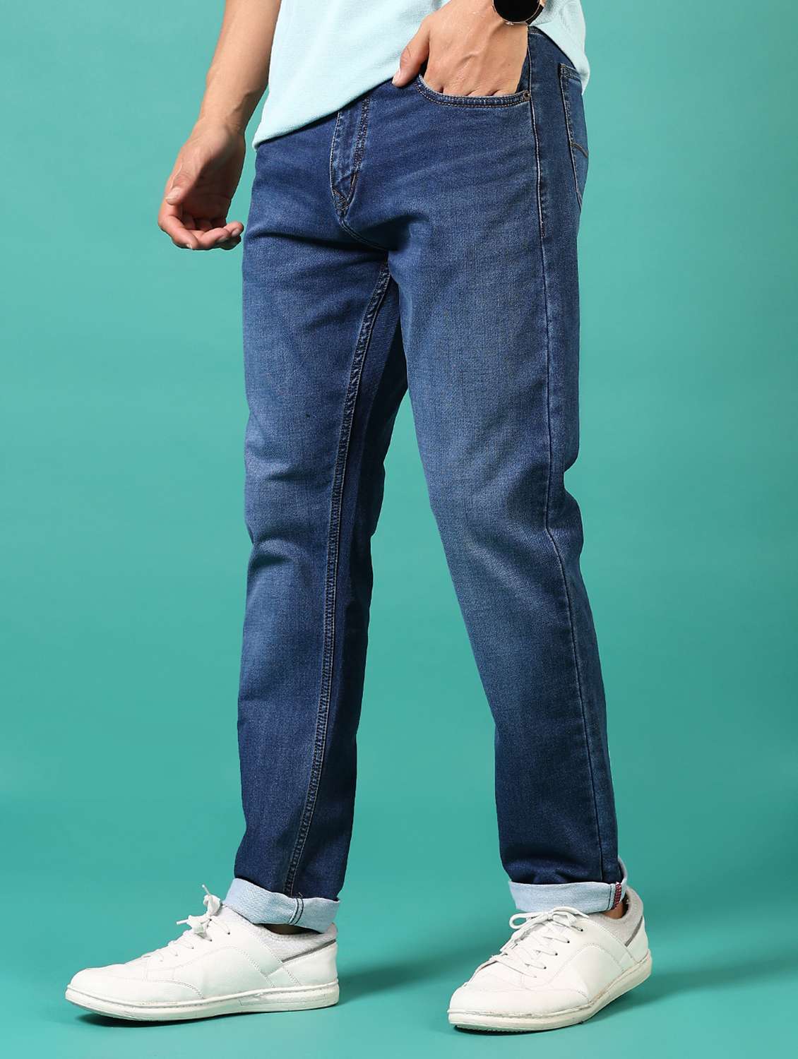 men washed mid rise jeans - 21718077 -  Standard Image - 2