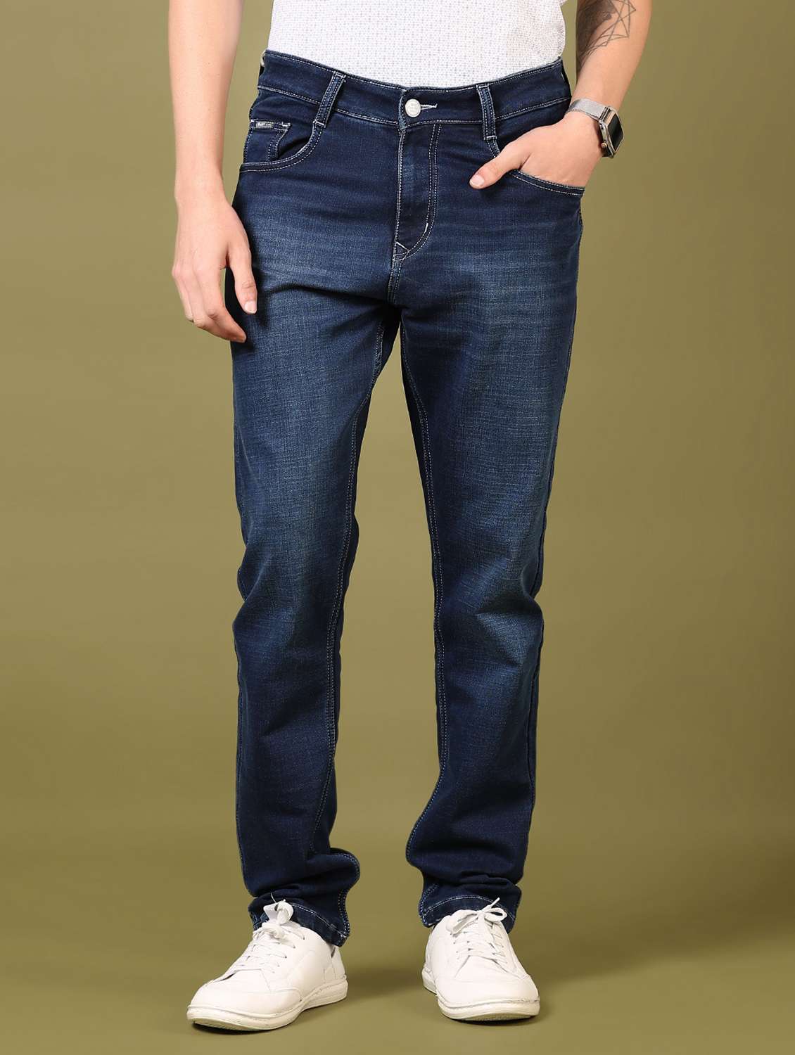 men washed mid rise jeans - 21718086 - Zoom Image - 0