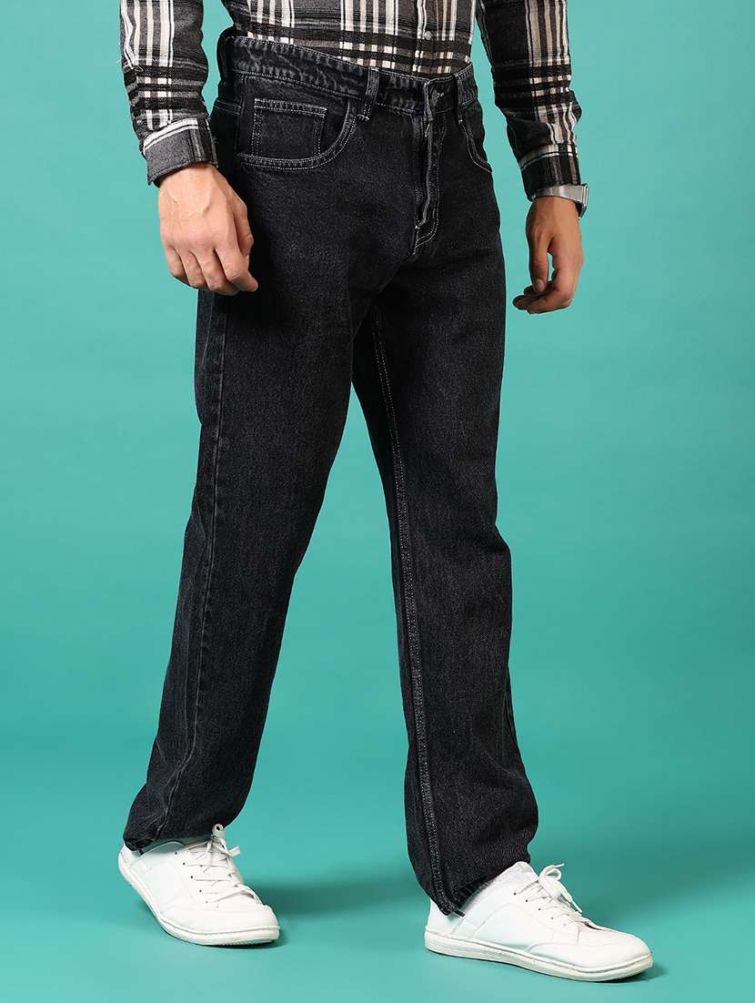 Men Mid Rise Plain Straight Fit Jeans