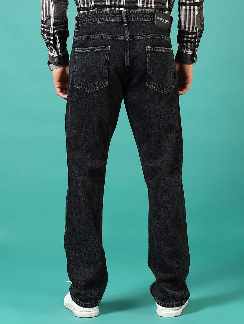 Men Mid Rise Plain Straight Fit Jeans