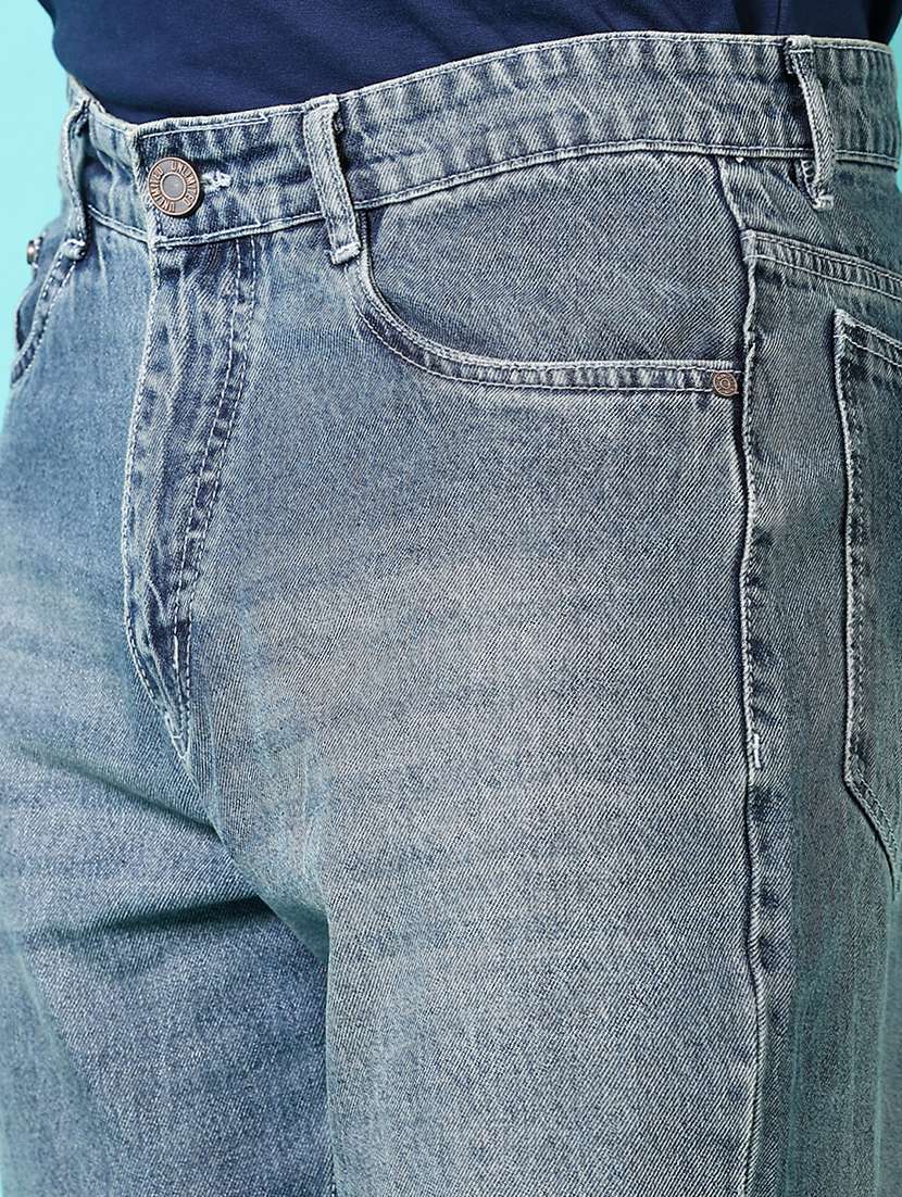 Men Mid Rise Plain Straight Fit Jeans