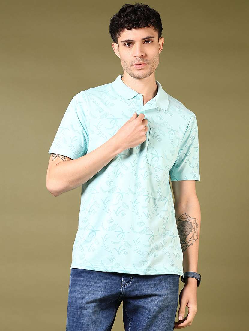men printed short sleeve polo t-shirt