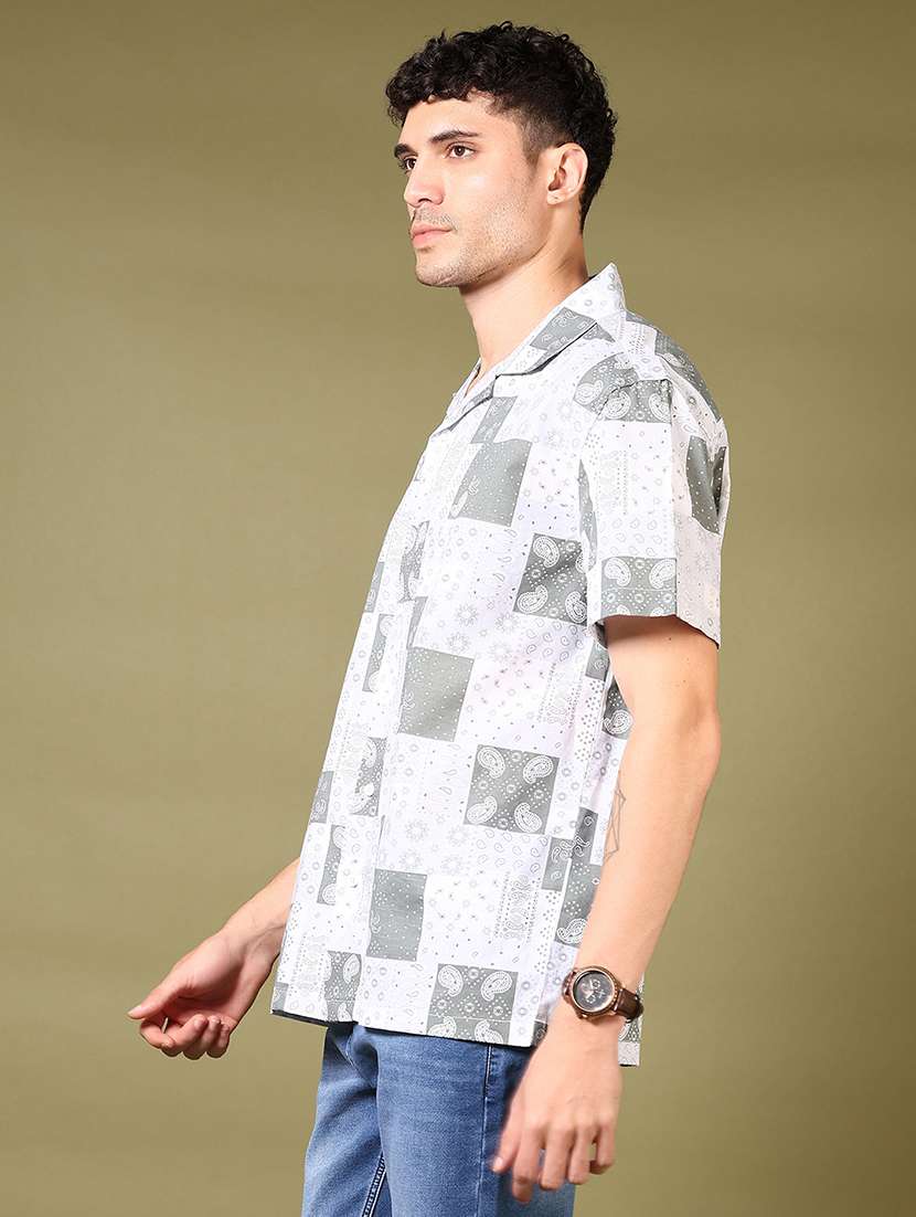 men printed short sleeve casual shirt - 21718152 -  Standard Image - 2
