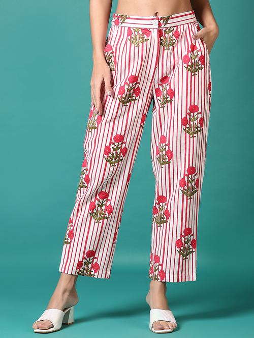 women printed mid rise straight trouser - 21718167 -  Standard Image - 0