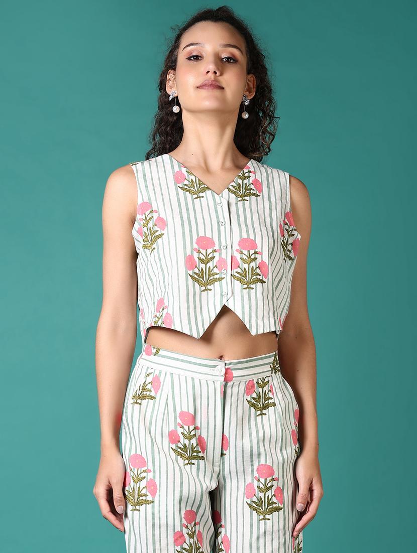 women printed sleeveless crop top - 21718168 -  Zoom Image - 0