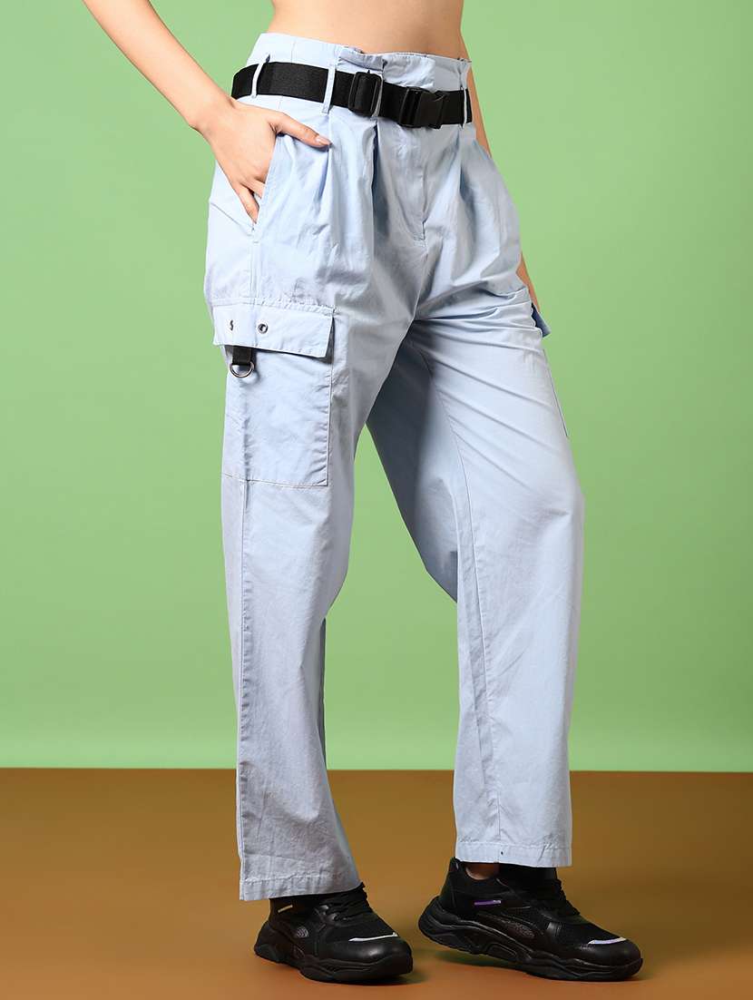 women solid mid rise relaxed fit cargo - 21718173 -  Standard Image - 2