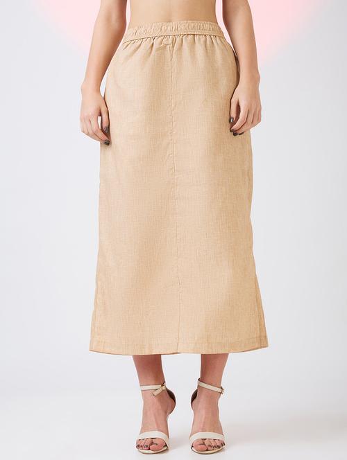 globus women beige self design checkered mid rise side pockets midi workwear skirt - 21718310 - Standard Image - 0