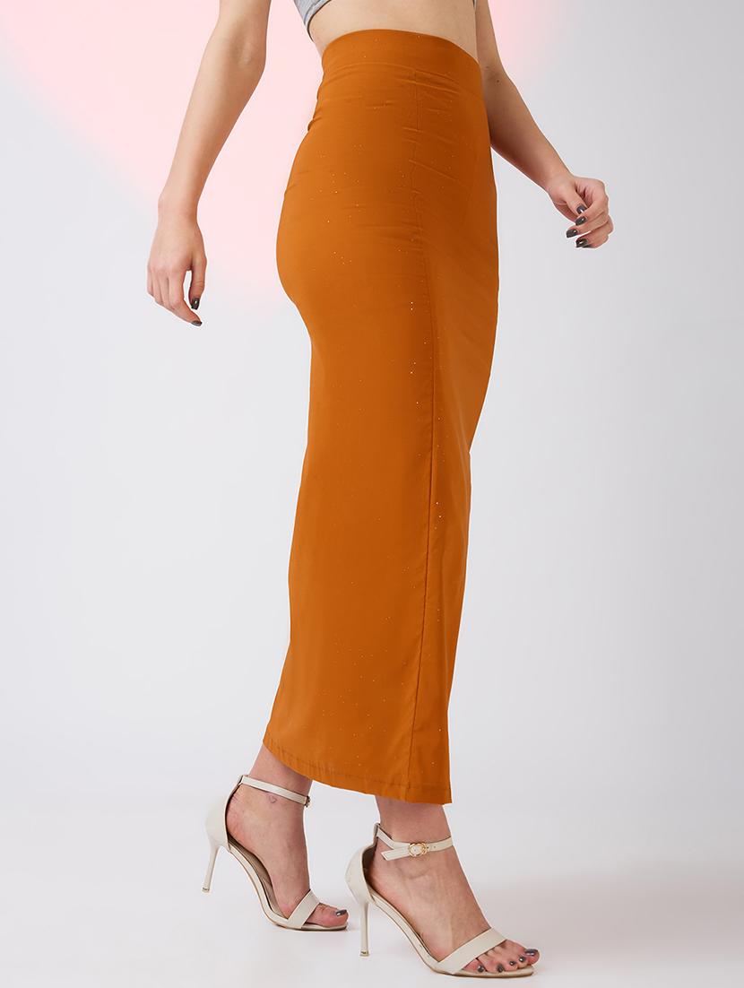 globus women mustard high rise side slit bling effect maxi pencil party skirt - 21718311 - Standard Image - 2