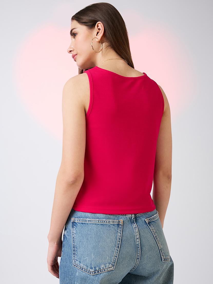 globus women pink cowl neck sleeveless tank top - 21718333 - Standard Image - 2