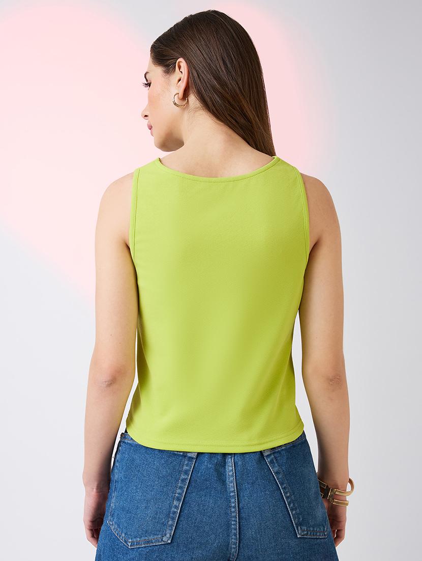 globus women green cowl neck sleeveless tank top - 21718334 - Standard Image - 2