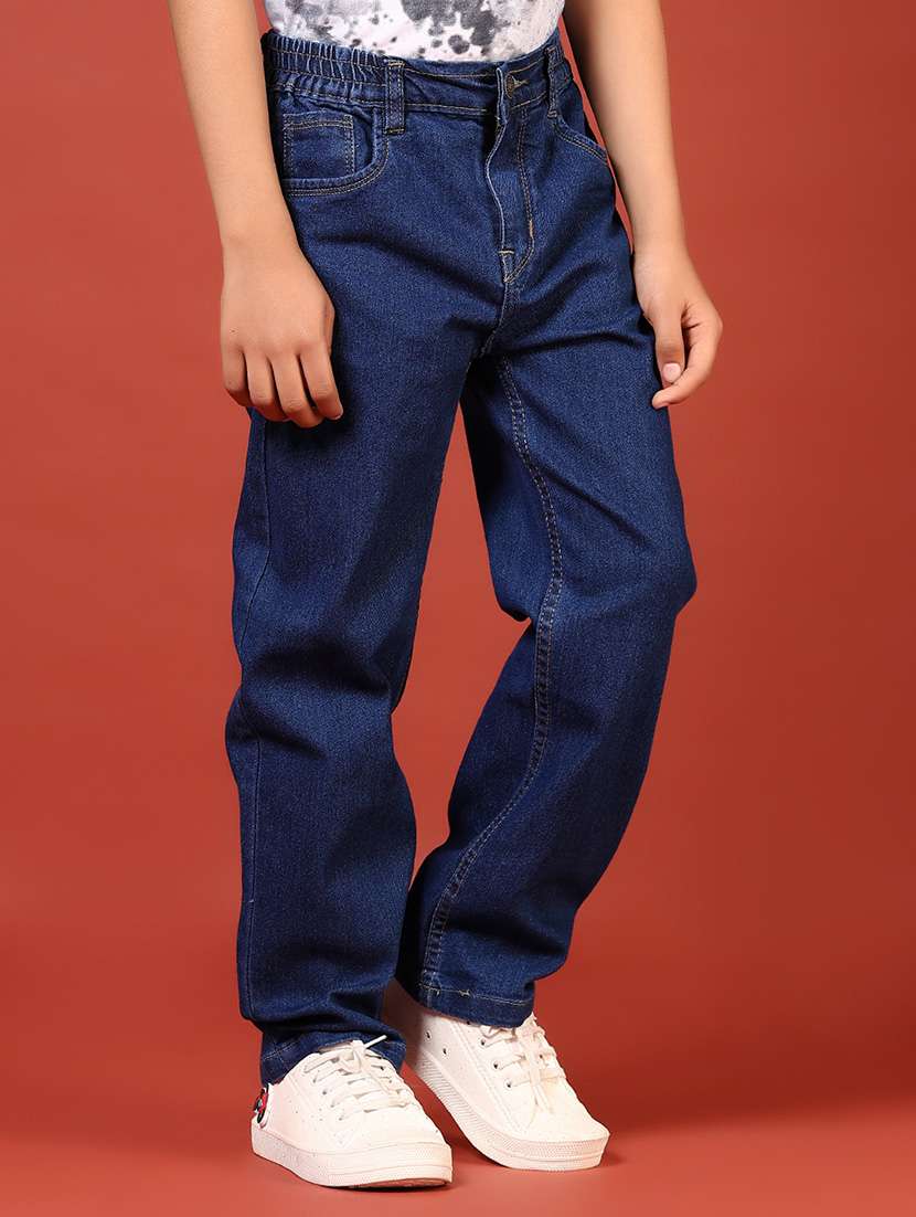 boys solid mid rise relaxed fit jeans - 21718374 -  Standard Image - 2