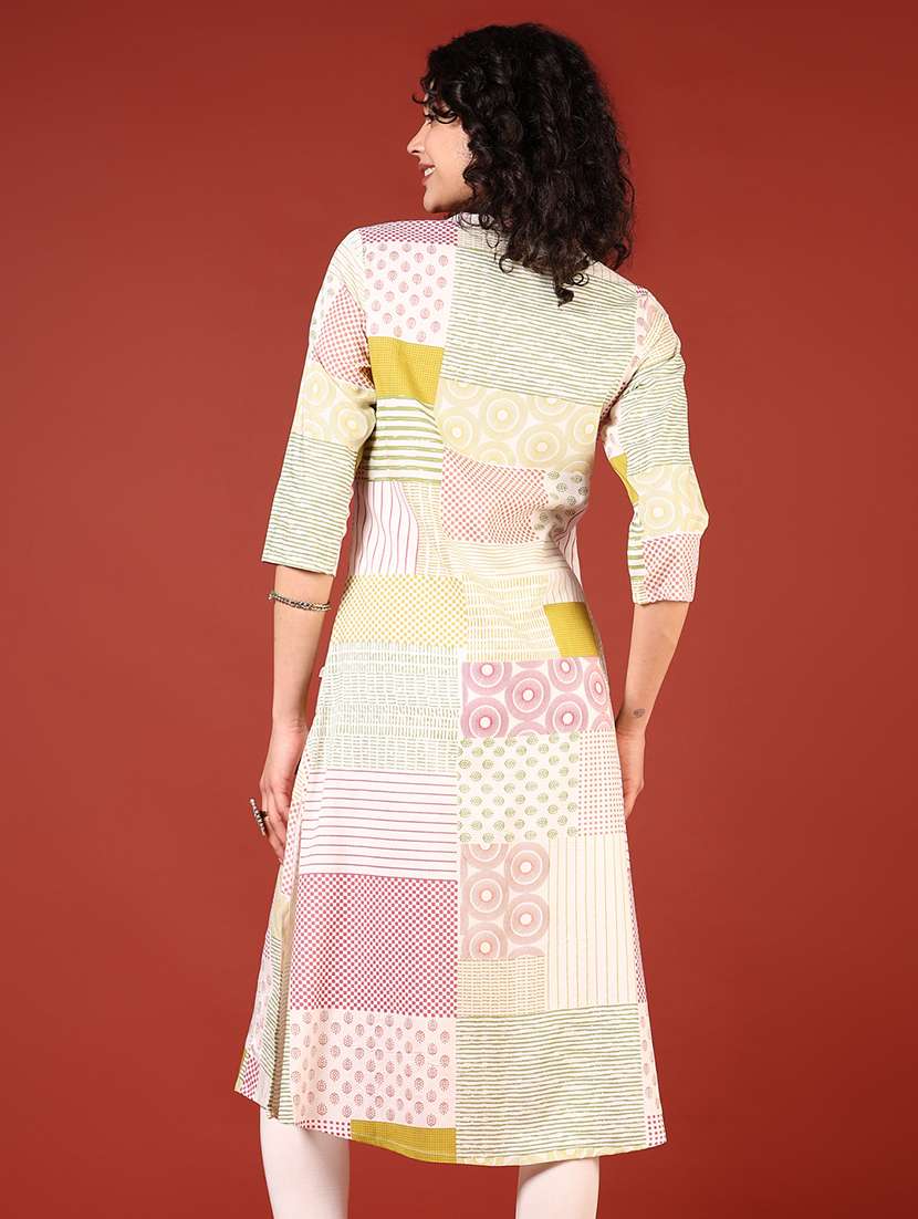 women three quarter sleeve straight kurta - 21718376 -  Standard Image - 2