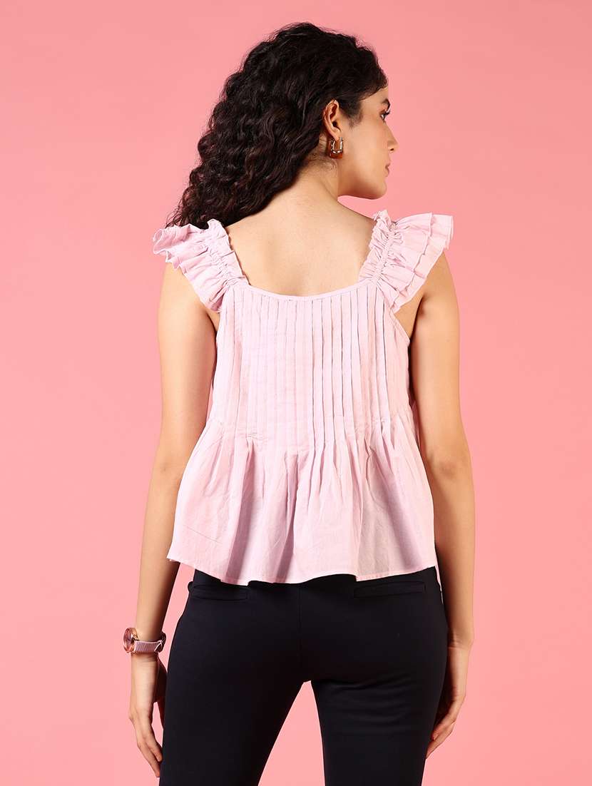 women solid sleeveless peplum top - 21718403 -  Standard Image - 2